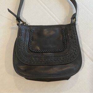 The Sak Black Bohemian Shoulder Bag with Braided Trim